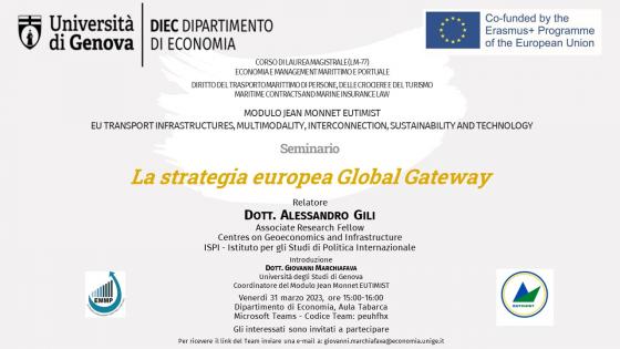 Locandina seminario 31 marzo 2023, ore 15:00 - La strategia europea Global Gateway