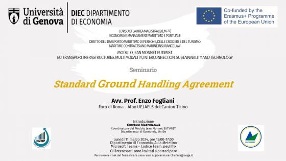 Locandina seminario 11 marzo 2024, Avv. Prof. Enzo Fogliani, Modulo Jean Monnet EUTIMIST